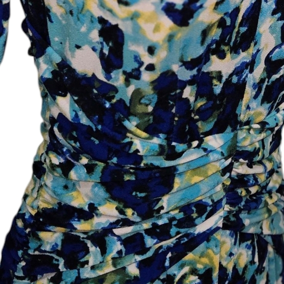 Ann Taylor Floral Front Ruched Elbow Sleeve Dress - Picture 3 of 4